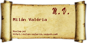 Milán Valéria névjegykártya